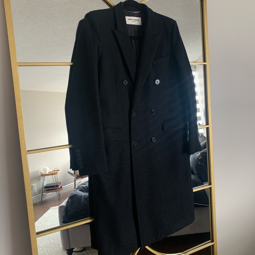 SAINT LAURENT DOUBLE BREASTED LONG COAT